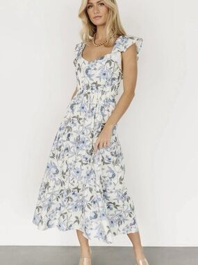 Baltic Born Sorrento Ruffle Midi Floral dress sz L